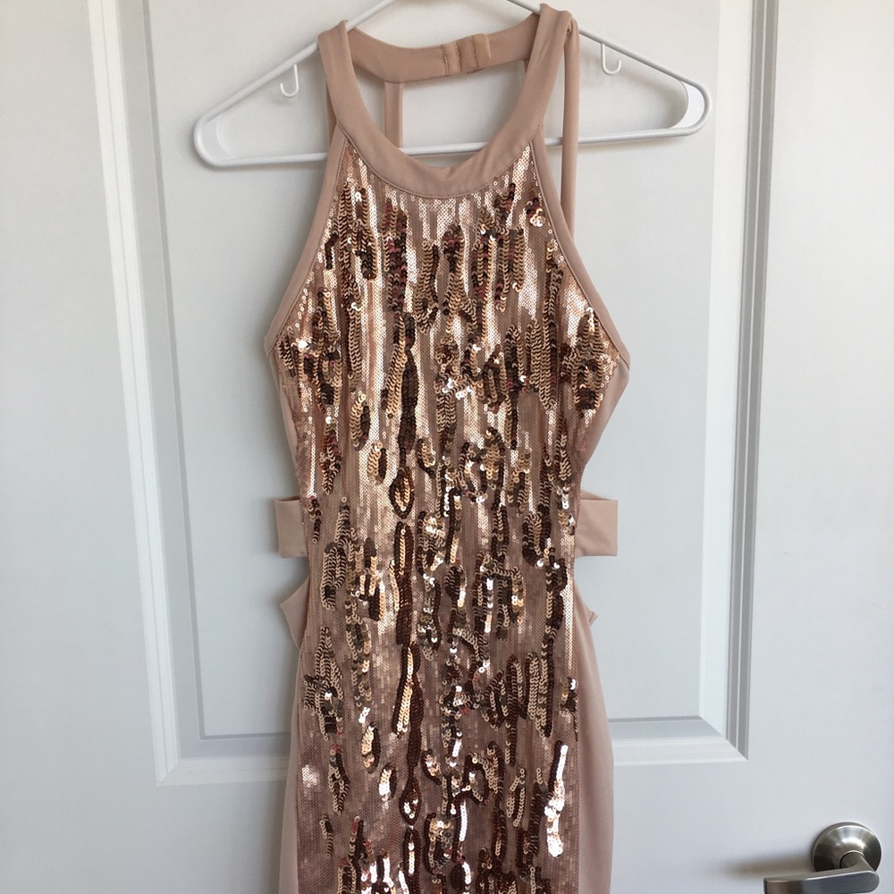 Bebe Rose Gold Bodycon Dress