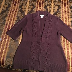 Loft Short Sleeved Plum Cardigan