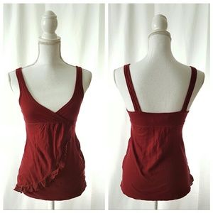 ABERCROMBIE Maroon Ruffle Front Tank Top