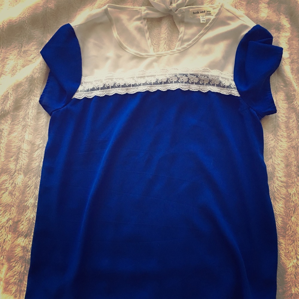 Blue and white blouse