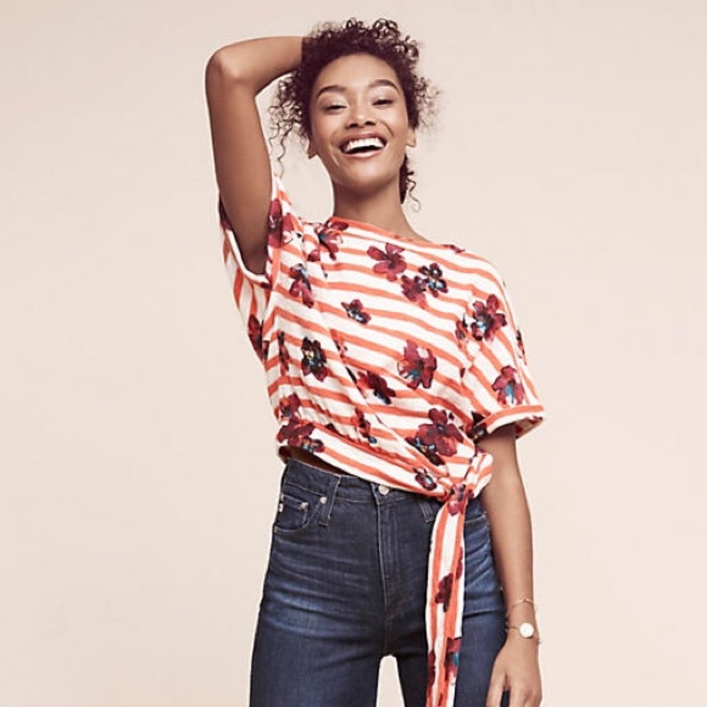 ✨ Anthropologie Striped Floral Top✨