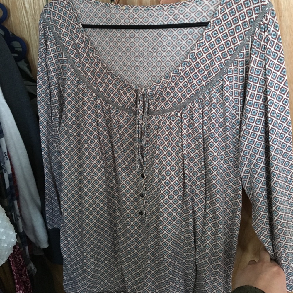 Patterned button blouse