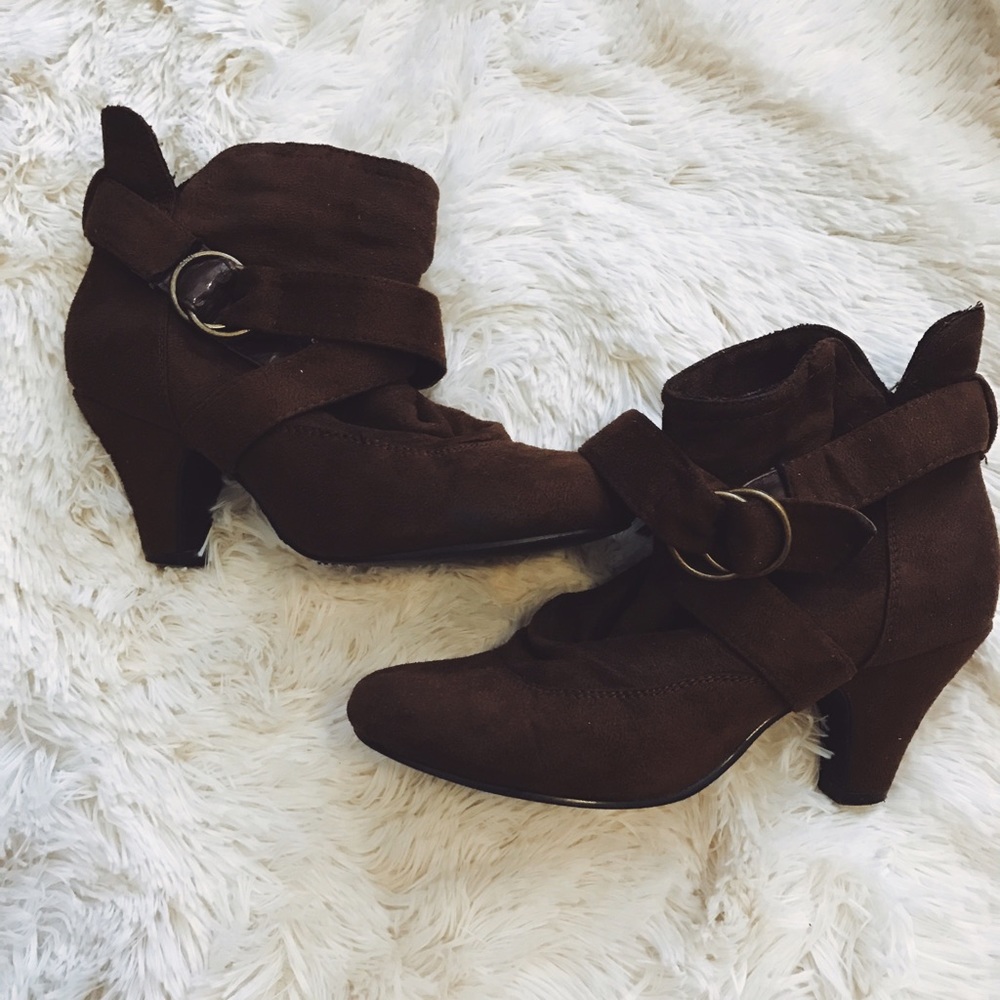 Brown Buckle Booties