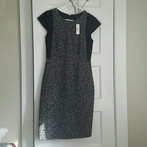 Tweed and lace cap sleeve dress
