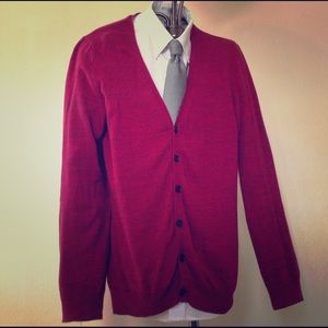 Divided red cardigan