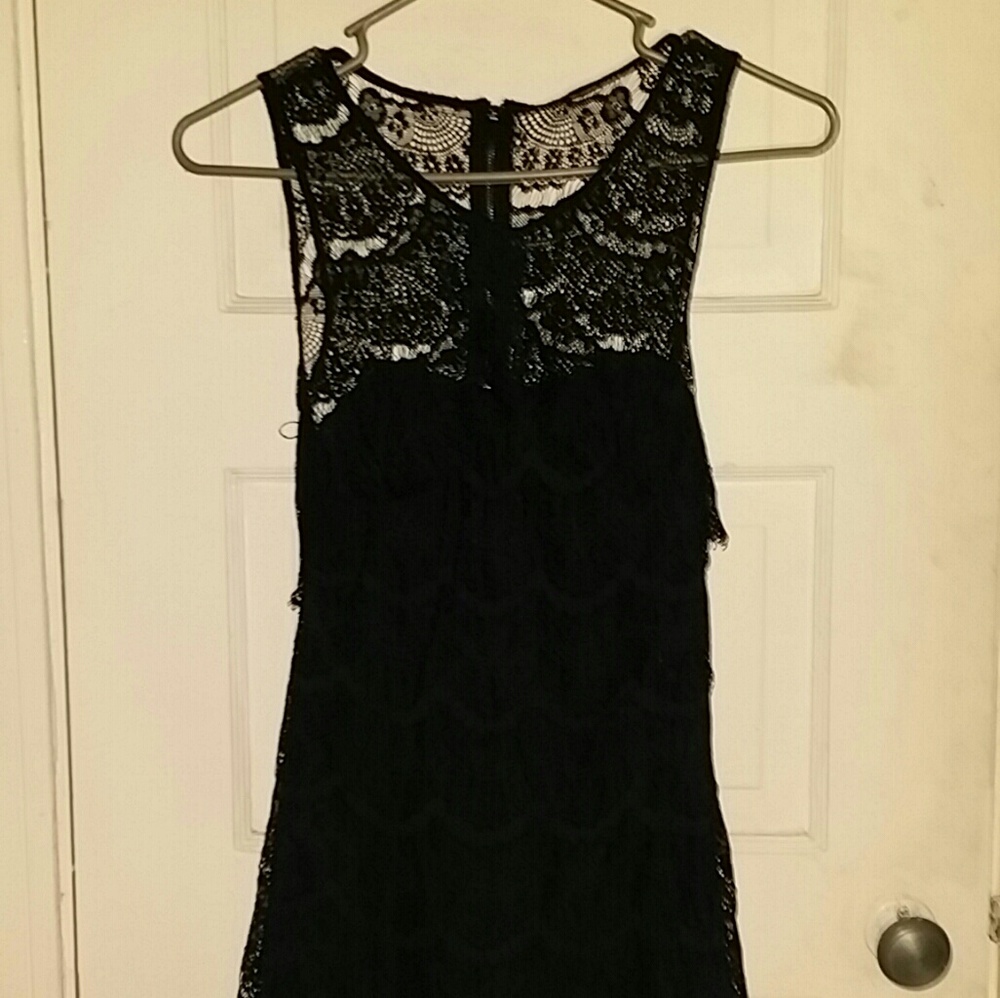 Beautiful black lace open back dress