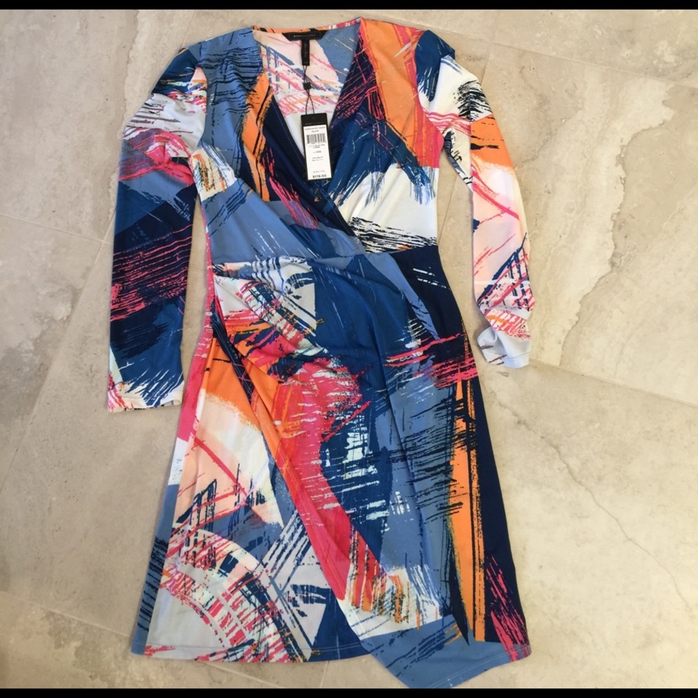 Bcbg long sleeve colorful dress