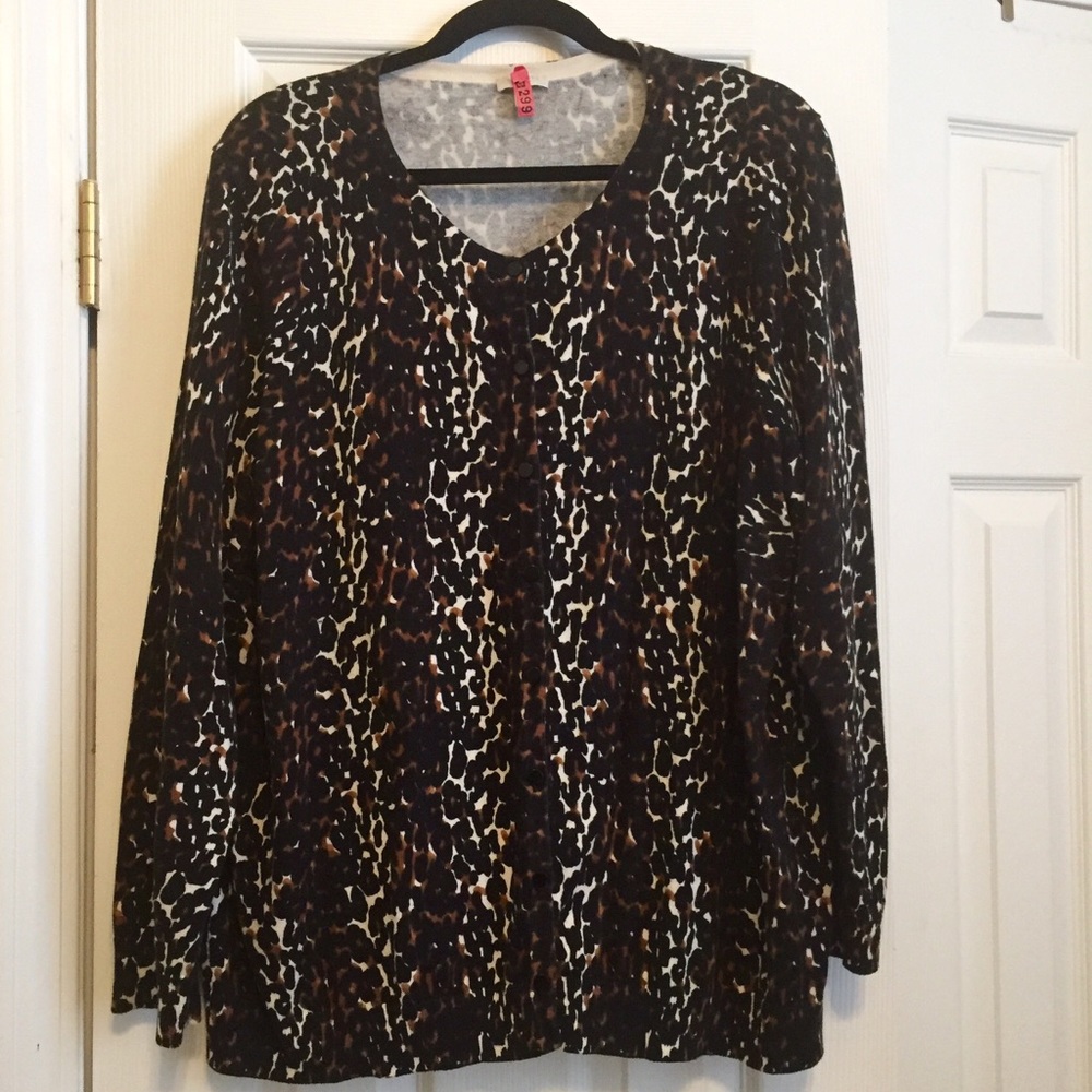 Talbots Animal Print Cardigan Sweater