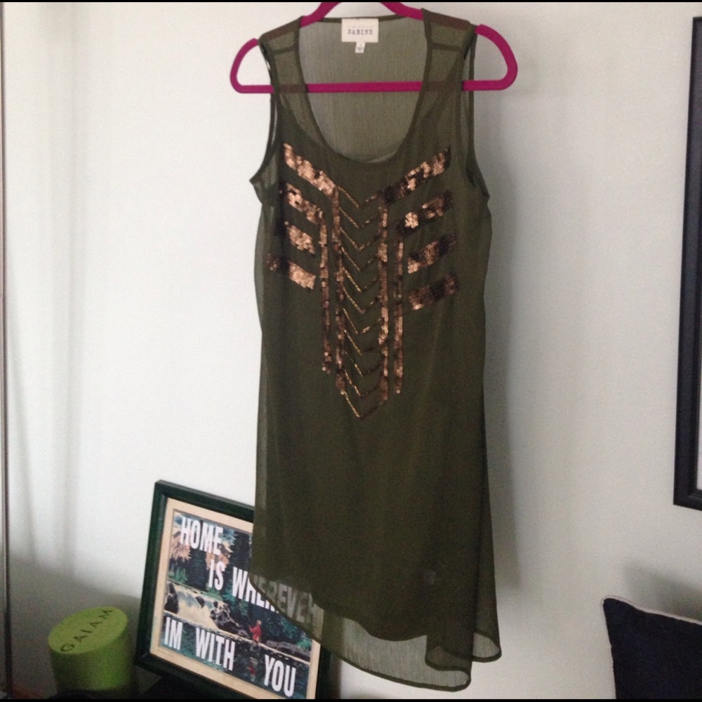 Green beaded shift dress