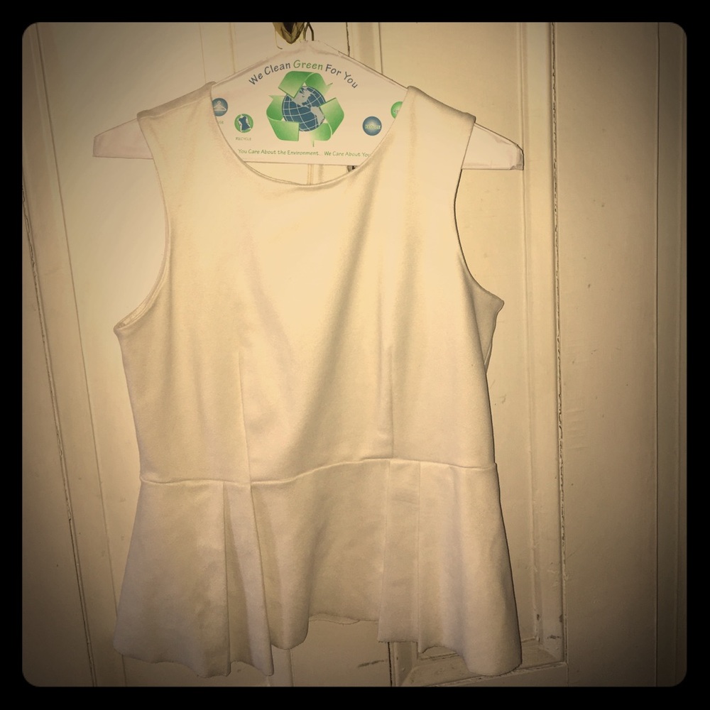 White suede peplum top