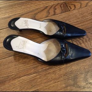 Christian Louboutin black low heel shoes
