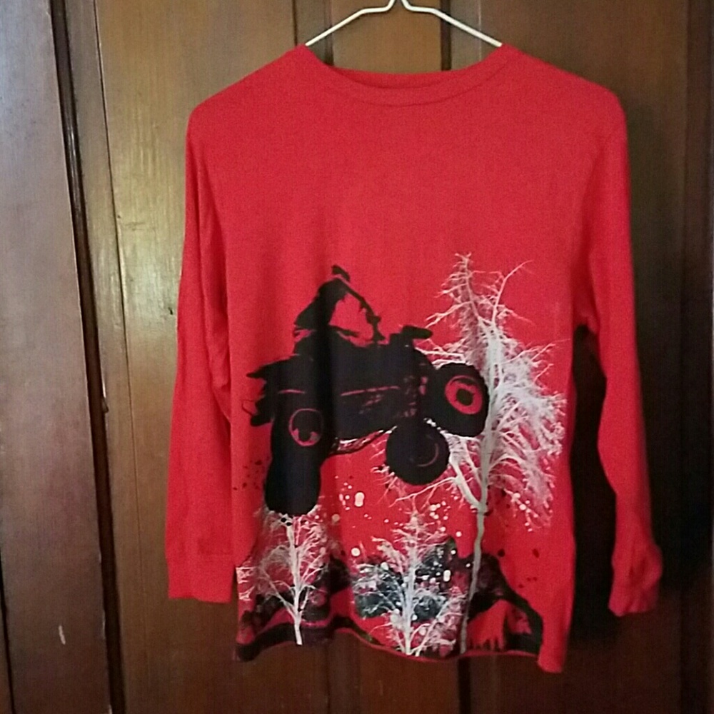 Boys red long sleeve shirt.