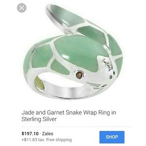 Jade and Garnet Snake Wrap Ring