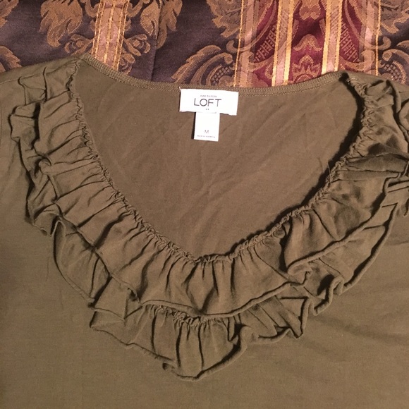 Loft Knit Top with Ruffle Neck, 3/4 length sleeve - Picture 3 of 3