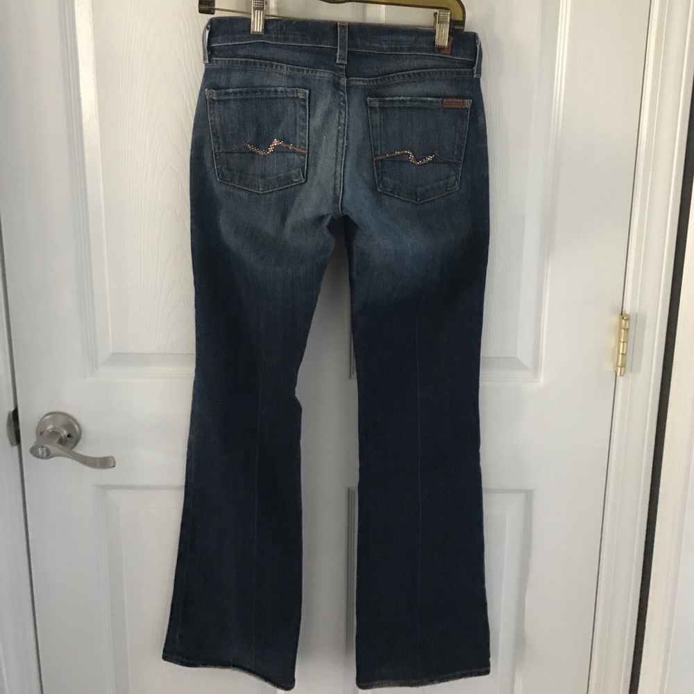 "7" jeans with gold Swarovski crystals