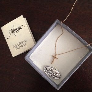 14K gold cross necklace