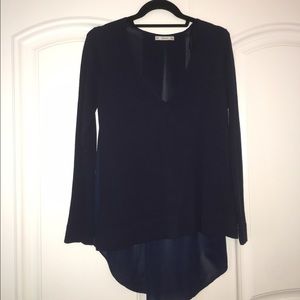 Zara Fly Away Navy Sweater with Sheer Back