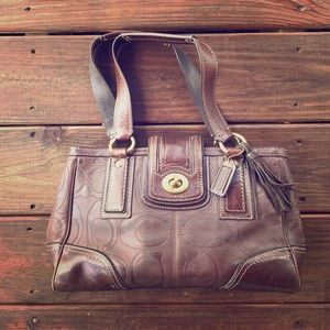 Coach embossed leather tote