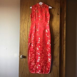 Long Red Chinese Dress
