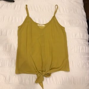 Chiffon dark yellow tank w/ tie at the bottom!