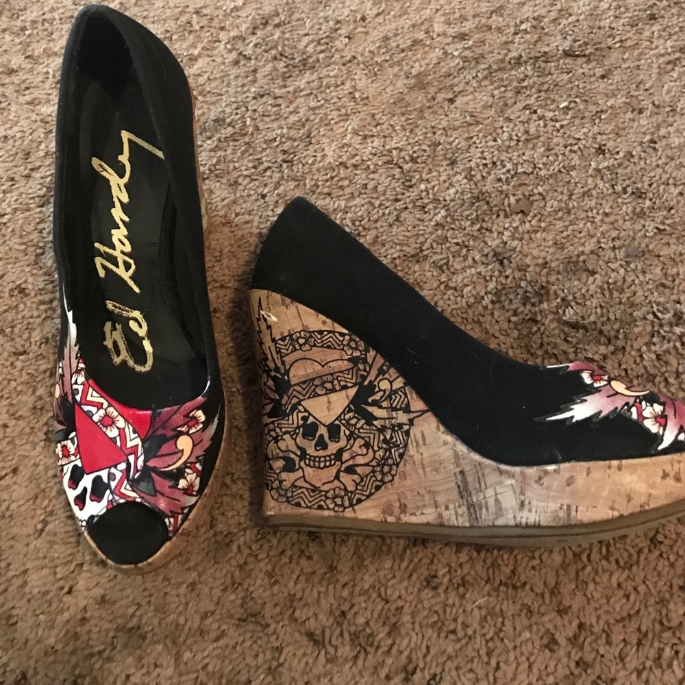 Ed hardy wedge sandals
