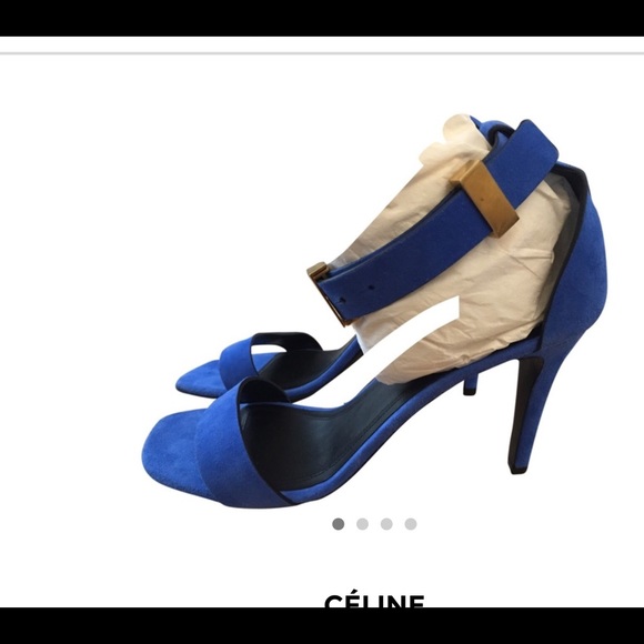 Boutique CELINE High heel royal blue suede ankle strap  New in box Celine blue suede sandals size 9.5
