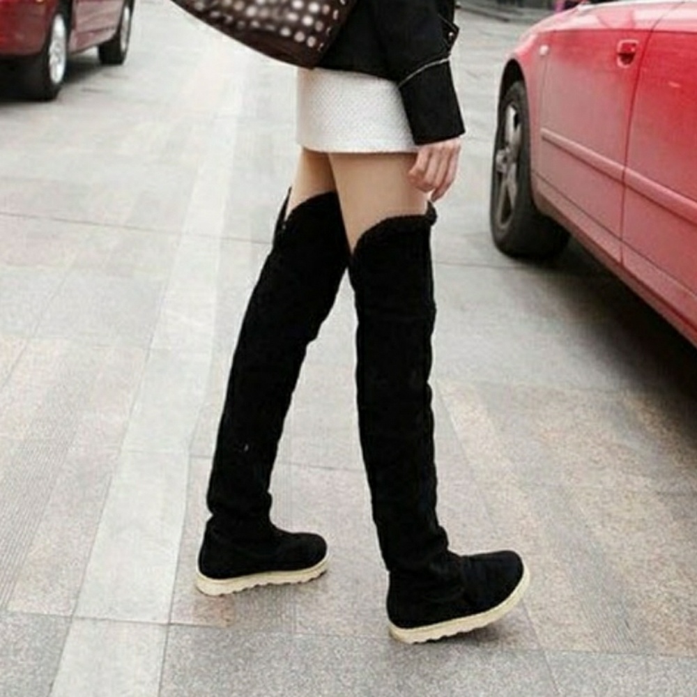 NWOT Velvet and fleece thigh boots