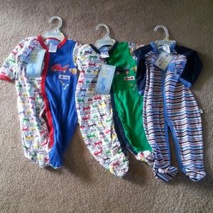 Lot of 3 One Piece Sleepers 0 - 3 Mo Infant Boy