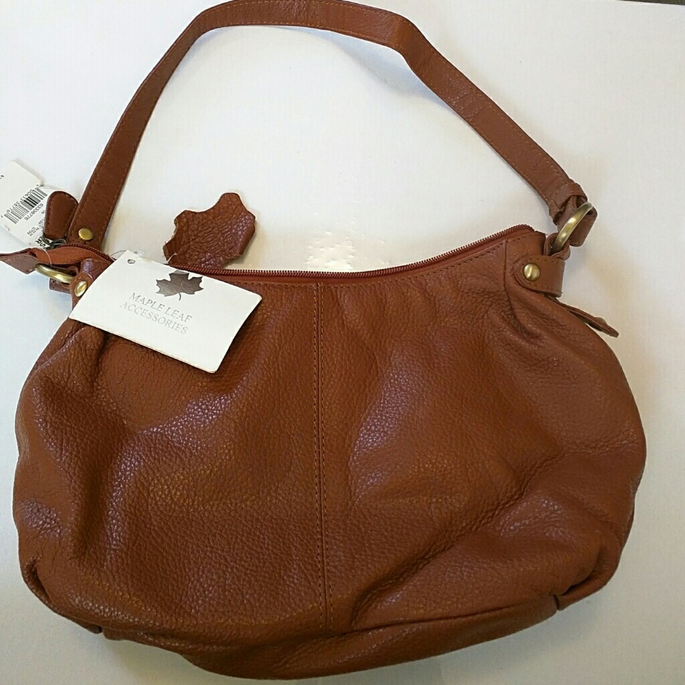 SALE  NWT leather bag dark caramel color