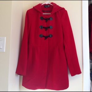 Forever 21 red hooded Pea Coat