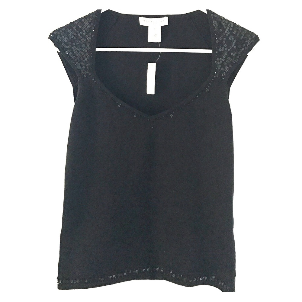 Black "White House BM" blouse with sequins
