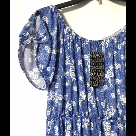 SOLD Maternity Sz L Blue Floral Top NWT - Picture 4 of 5