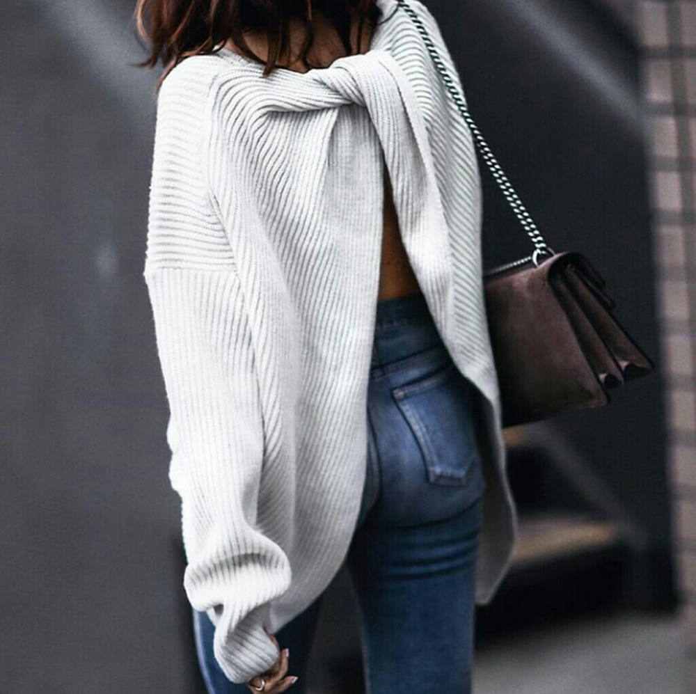 Oversized open back sweater
