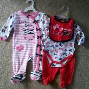 Baby girls lot of 2. Sleeper and 3 Piece outfit