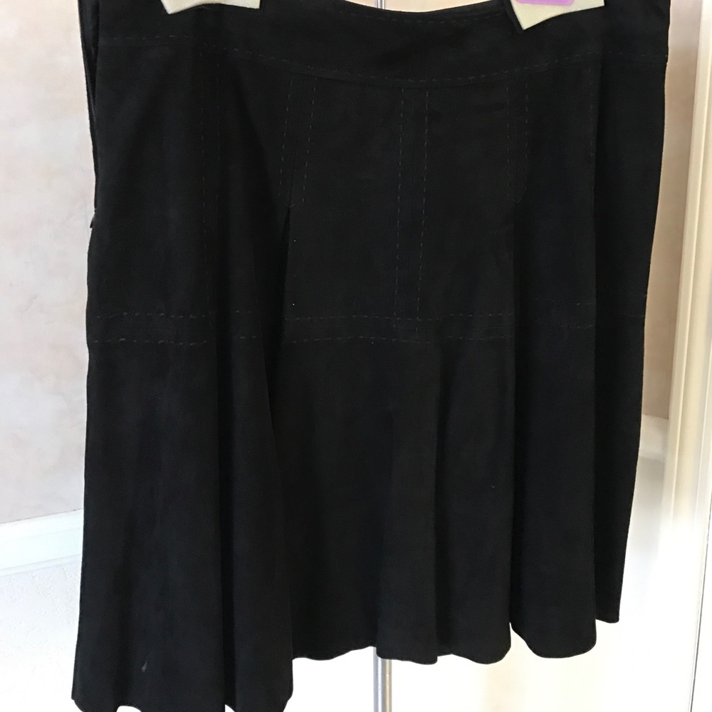 Black suede Etc drop waist skirt