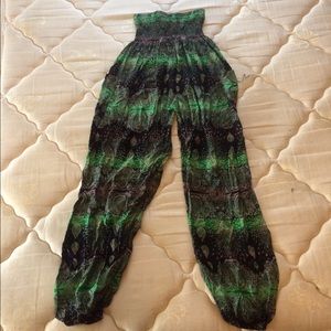 Green and black festival pants