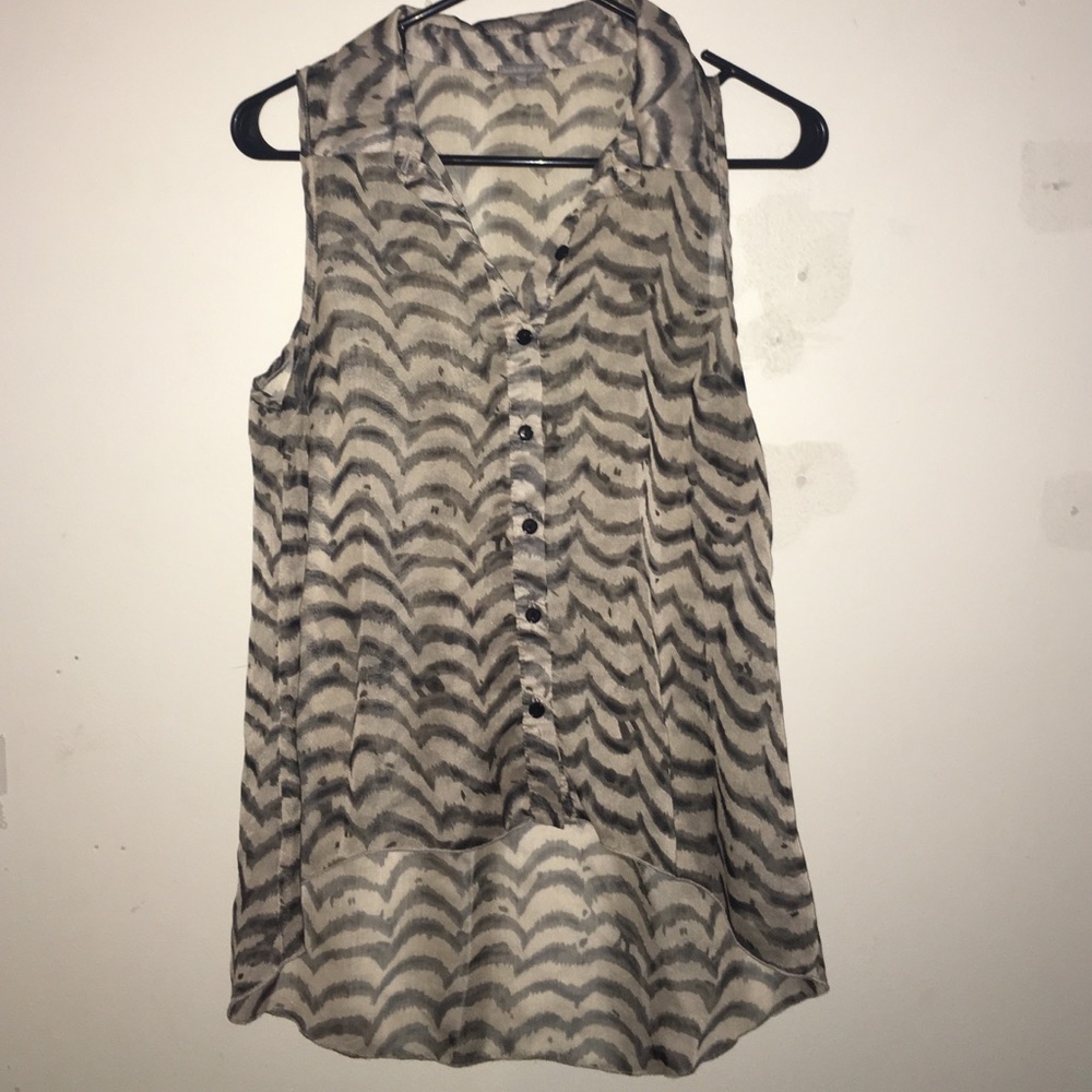 Gray & Cream see-through blouse