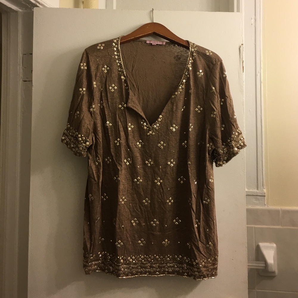 Calypso st Barth embellished linen tee