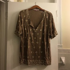 Calypso st Barth embellished linen tee