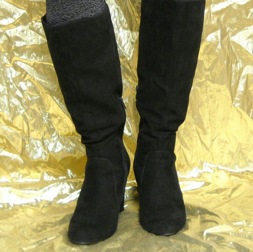 Metaphor Camille Black Knee-High Suede Boot