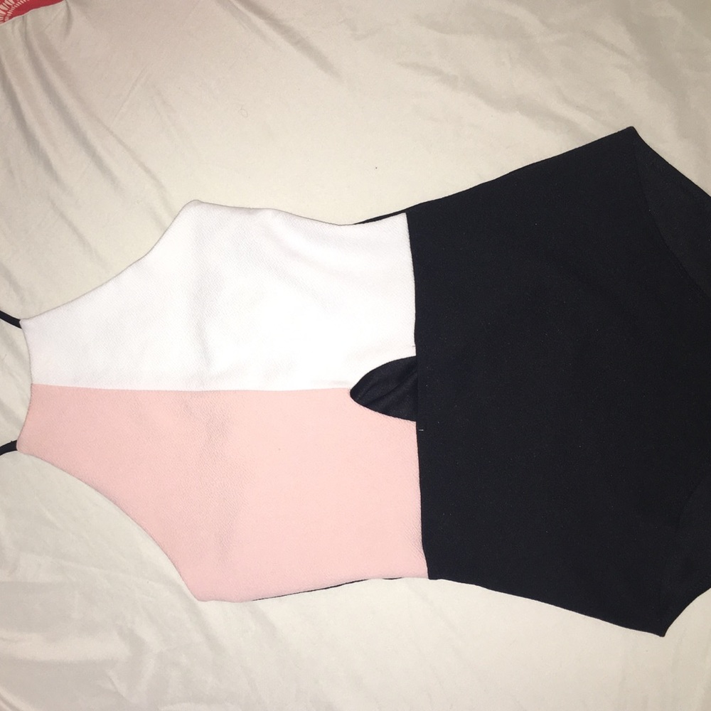 Pink, White & White Body Suit