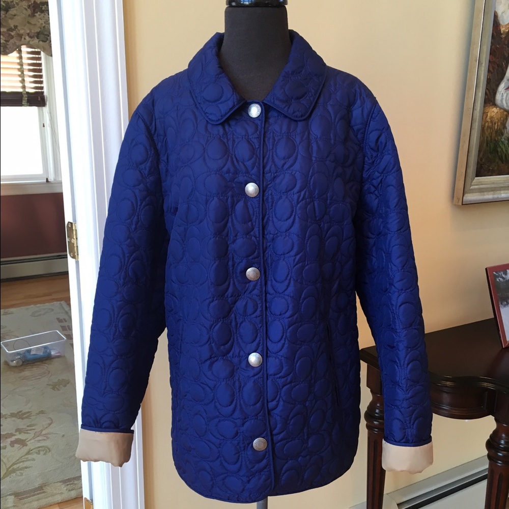 Coach royal blue quilted jacket. Size XL