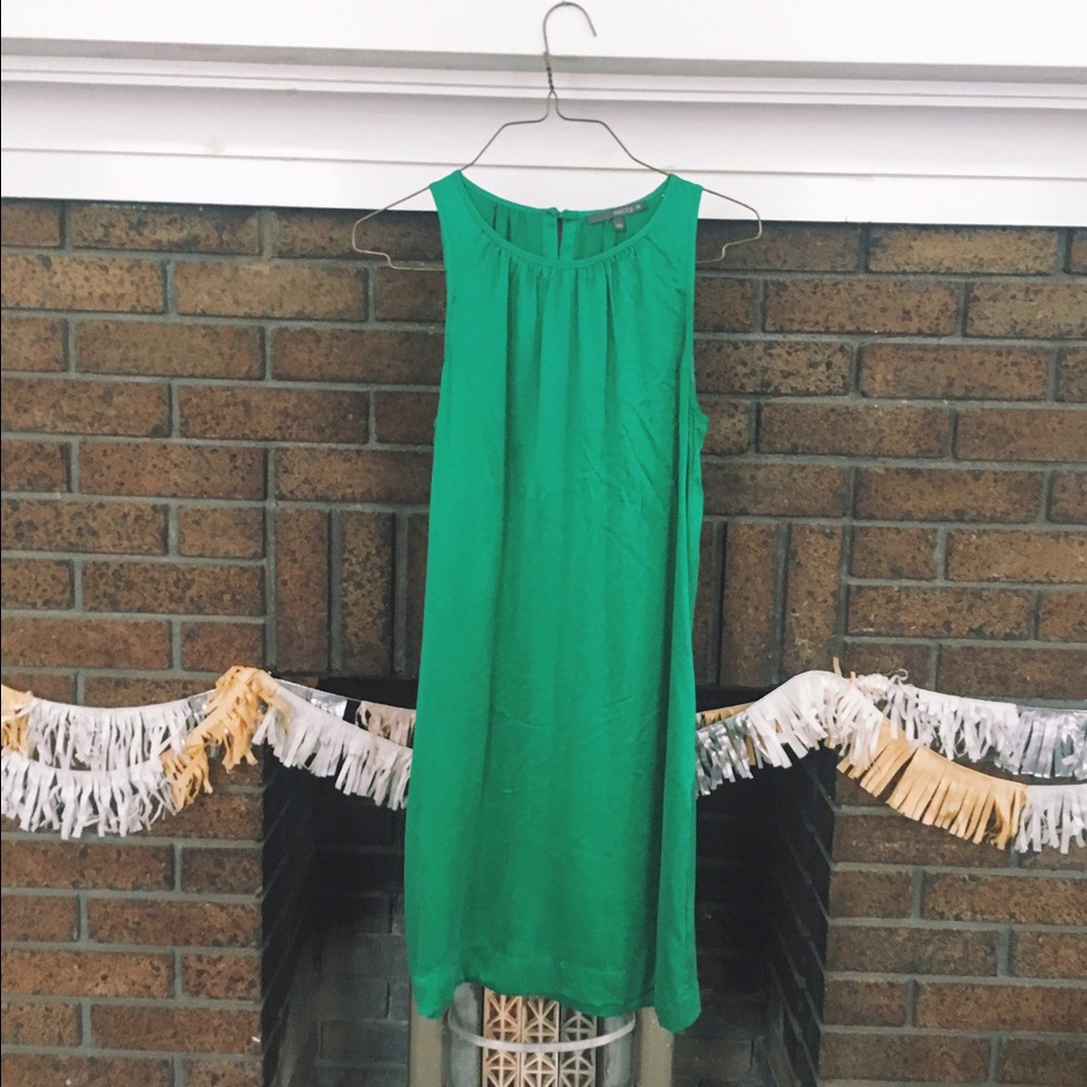 Retro Green Matte Silk Mini Dress