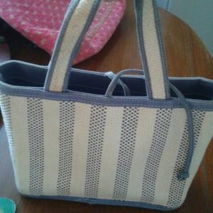 Sale! Vintage Kenneth Cole Purse Blue Tan Striped