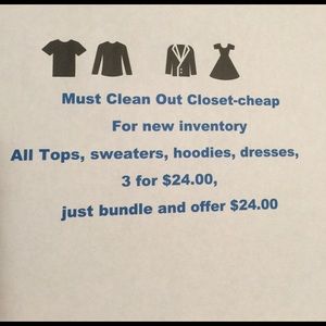 All tops, sweaters, hoodies, dresses, 3 for $24