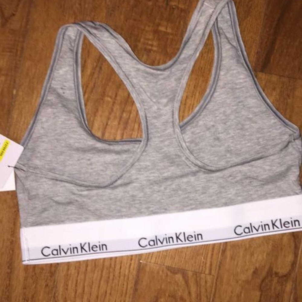 grey calvin klein sports bra! new w tags!