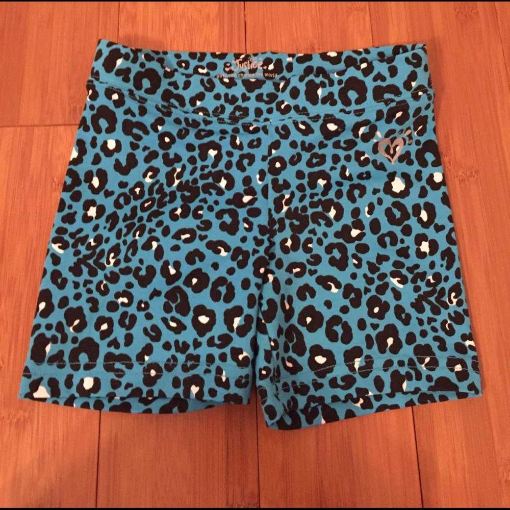 Girl's Spandex Blue Cheetah Print Shorts
