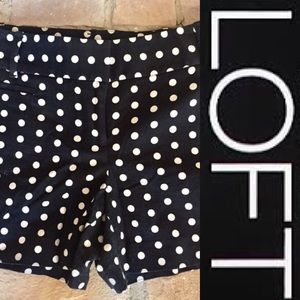 Ann Taylor Loft Black and Cream Polka Dot Shorts