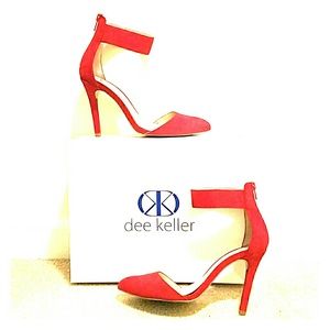 Red Suede Ankle Strap Pumps