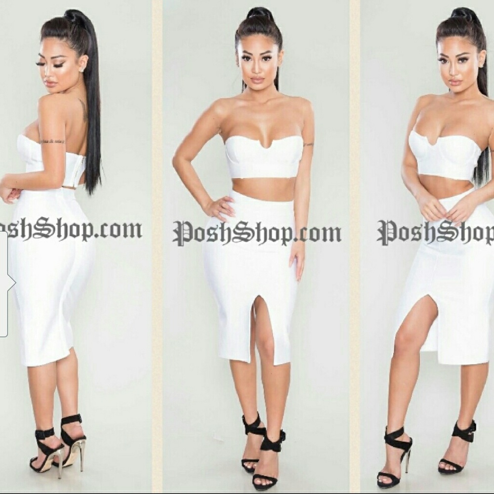 White bandage two piece dress